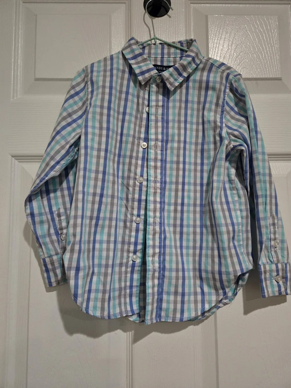 The Children's Place Blue, Green & White Plaid Button-Down Shirt